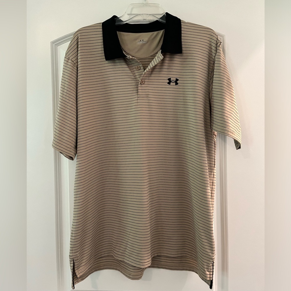 Under Armour Tan Striped Polo